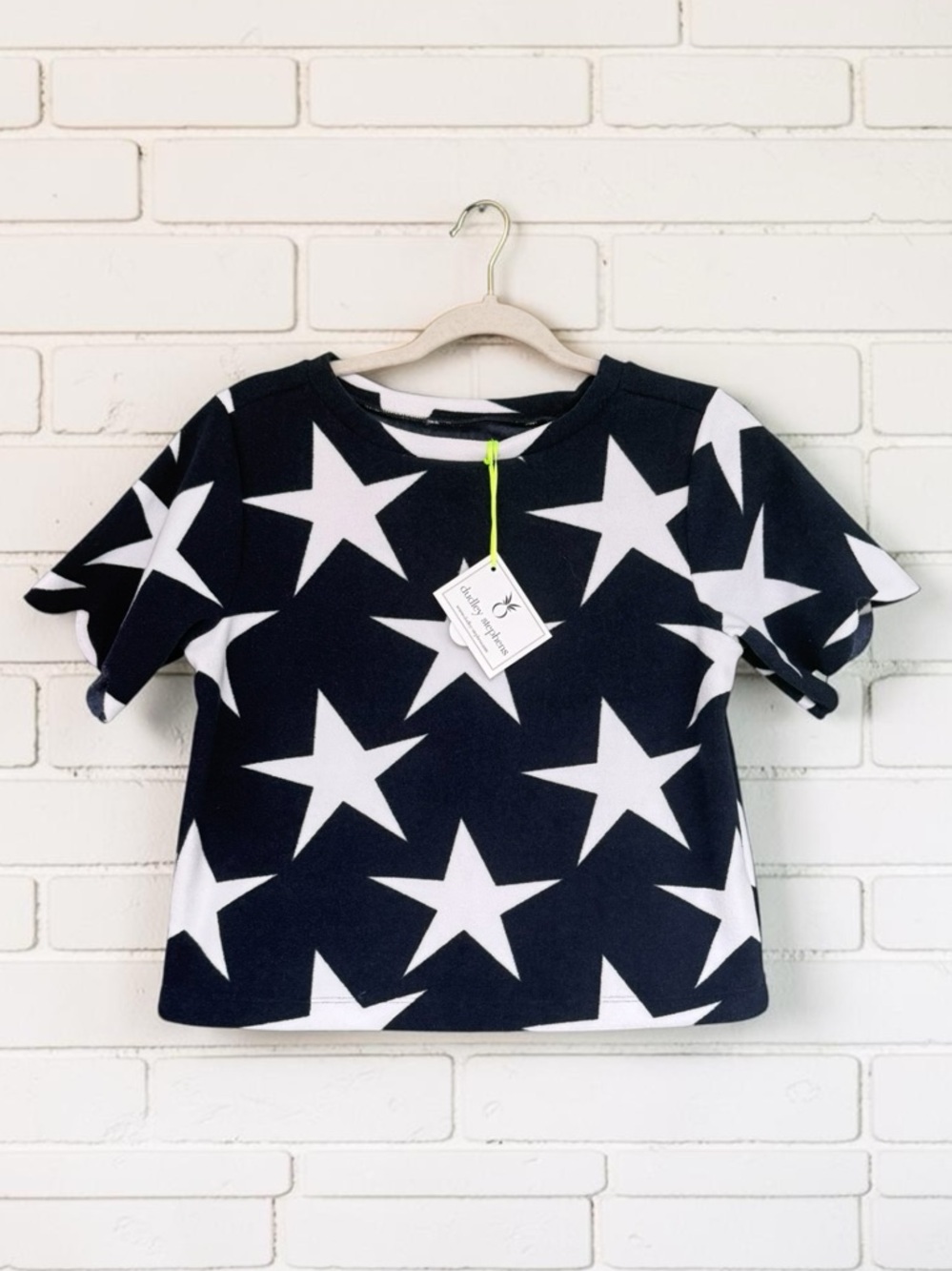 Dudley Stephens Camden Top Navy White Star Terry Fleece XS NWT